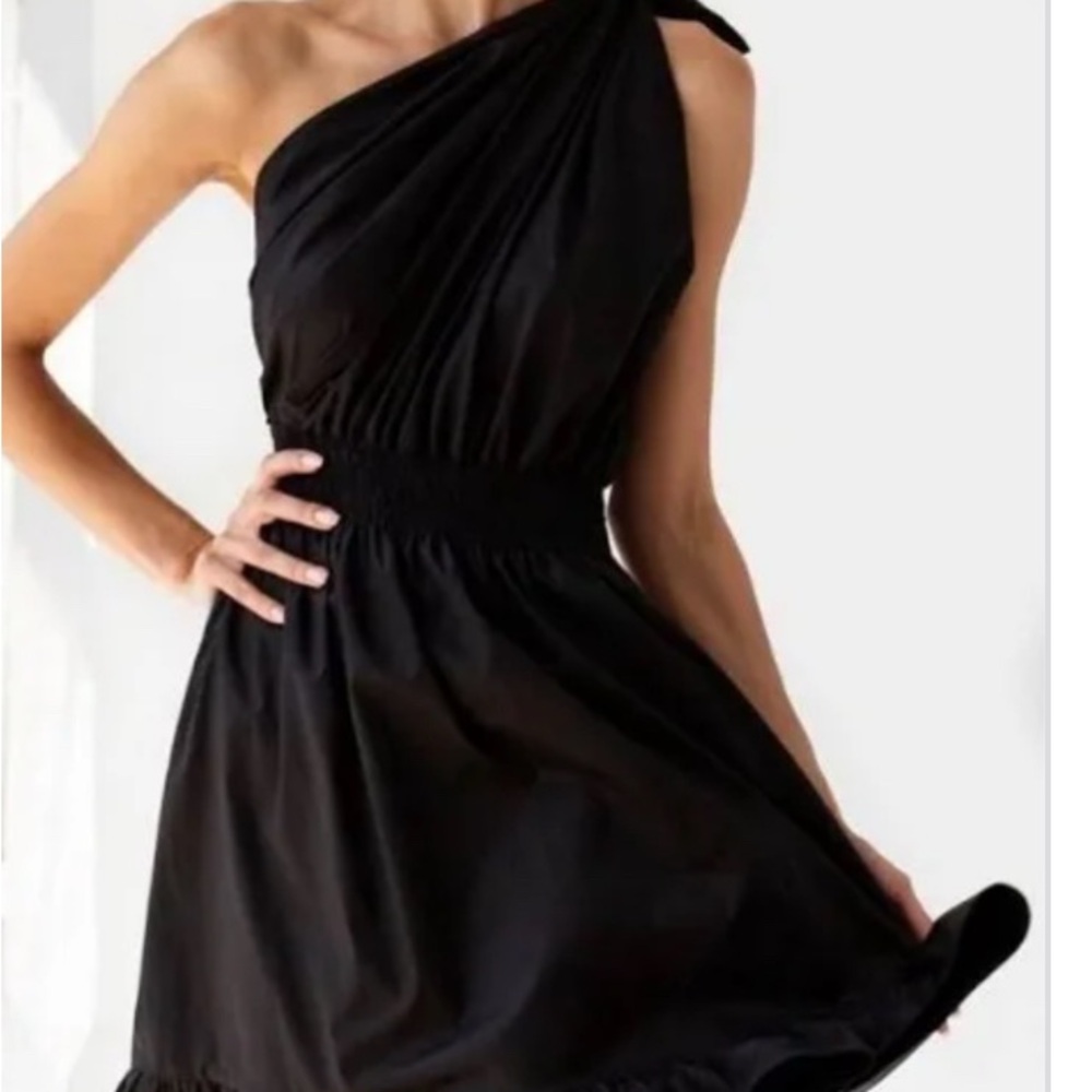 MONICA NERA Black One-Shoulder Dress